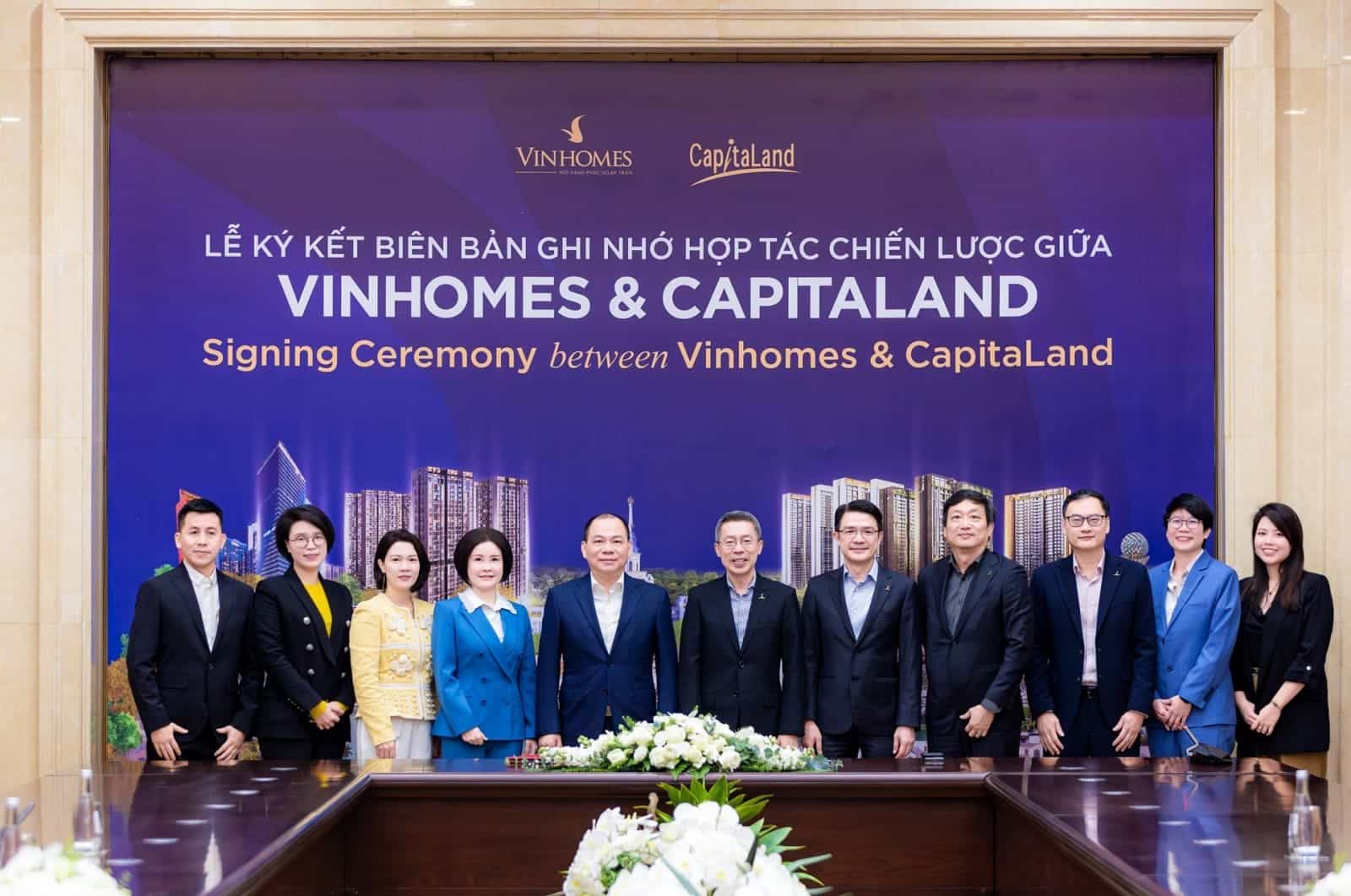 Lễ ký kết hợp tác chiến lược giữa Vinhomes và CapitaLand, đánh dấu sự ra mắt dự án The Fullton CapitaLand.