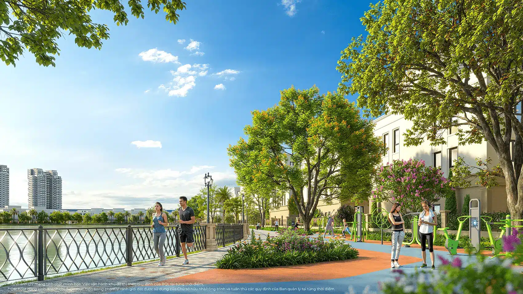 Công viên bên hồ tại Vinhomes Green City – Nơi hội tụ không gian sống xanh, hiện đại và năng động.